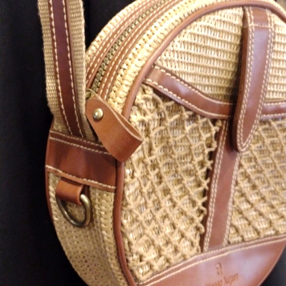 NWOT Etienne Aigner Crossbody Rattan Purse Satchel - Picture 5 of 11